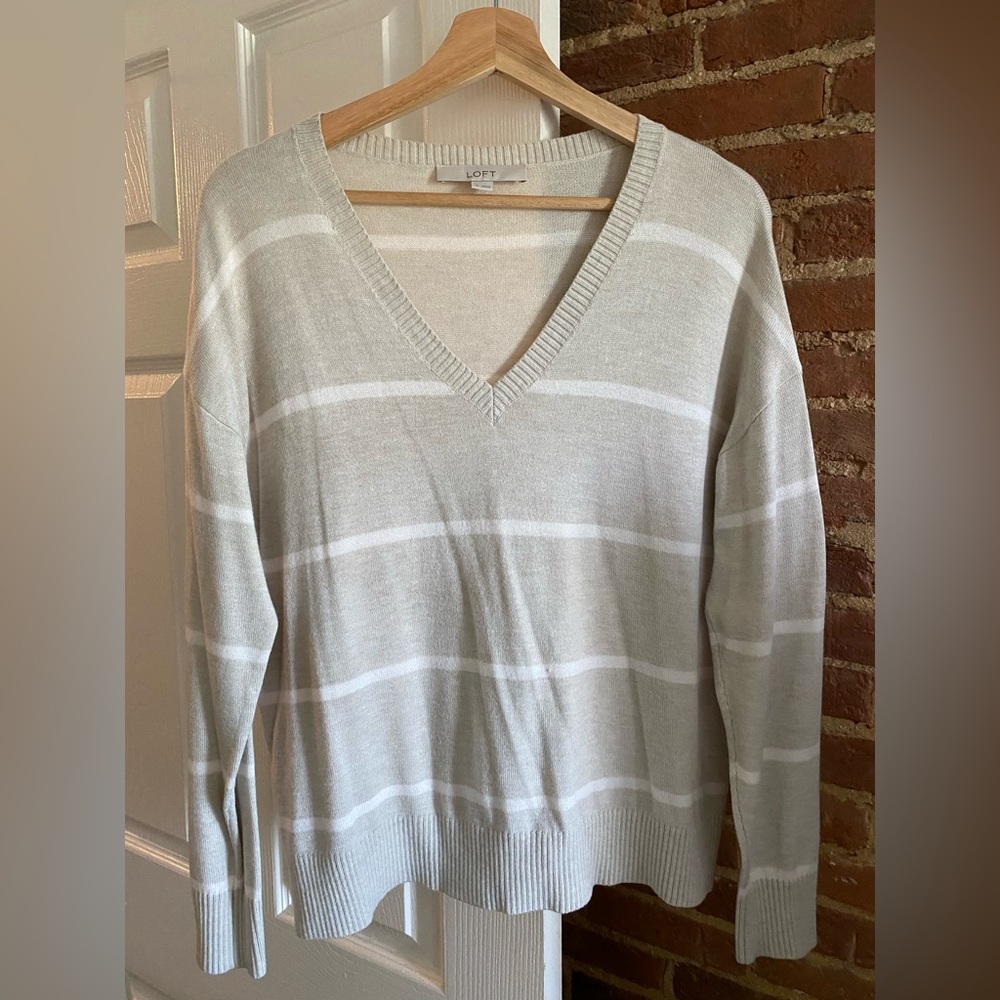 Loft Striped V-Neck Sweater